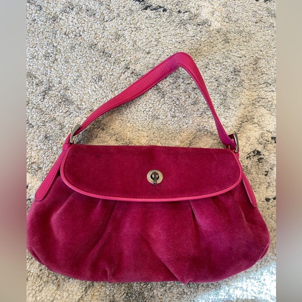 Elegant Pink Suede Shoulder Bag